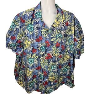 Harbor Bay Floral Button-Down Shirt Regular Size 4XL Tropical Casual Style